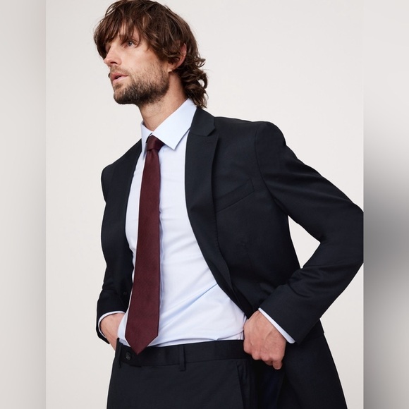 NWT! Banana Republic Navy Blue Signature Italian Houndstooth Suit Jacket 💎 - Picture 5 of 12